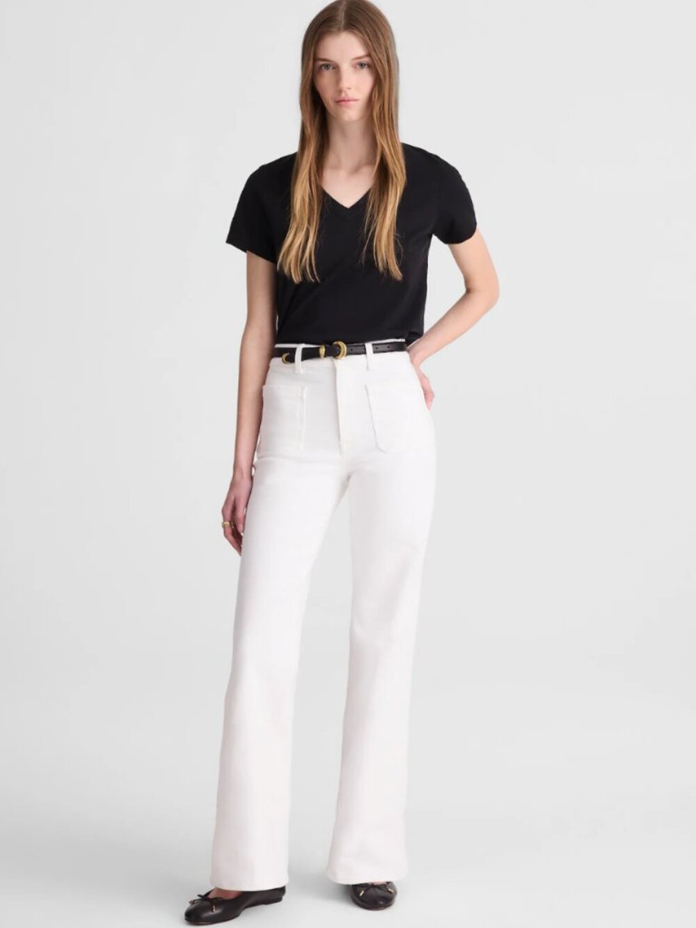 Madewell The Short Emmy Wide Leg Jean White 26S Short Patch Pocket NZ565